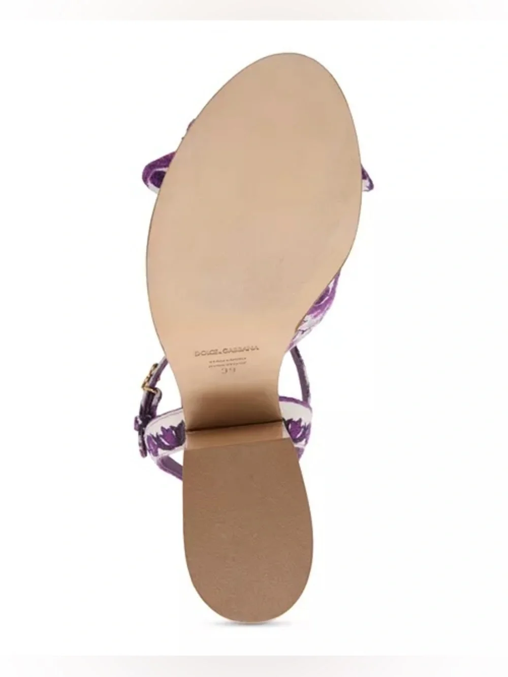 Dolce & Gabbana Purple Floral Platform Sandal with Wood Block Heel